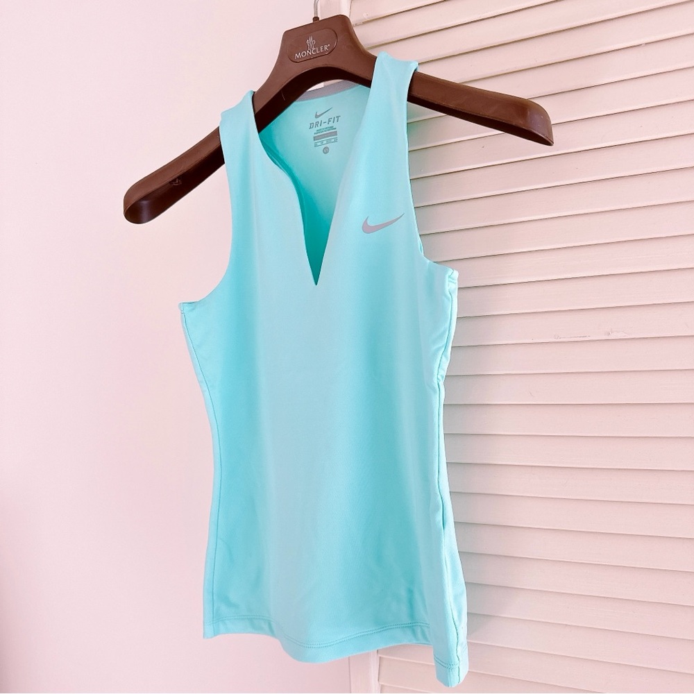 NWOT♥️ NIKE PURE COURT TOP in COPA BLUE sz XS V-NECK SLEEVELESS TENNIS GOLF GYM - Picture 3 of 4